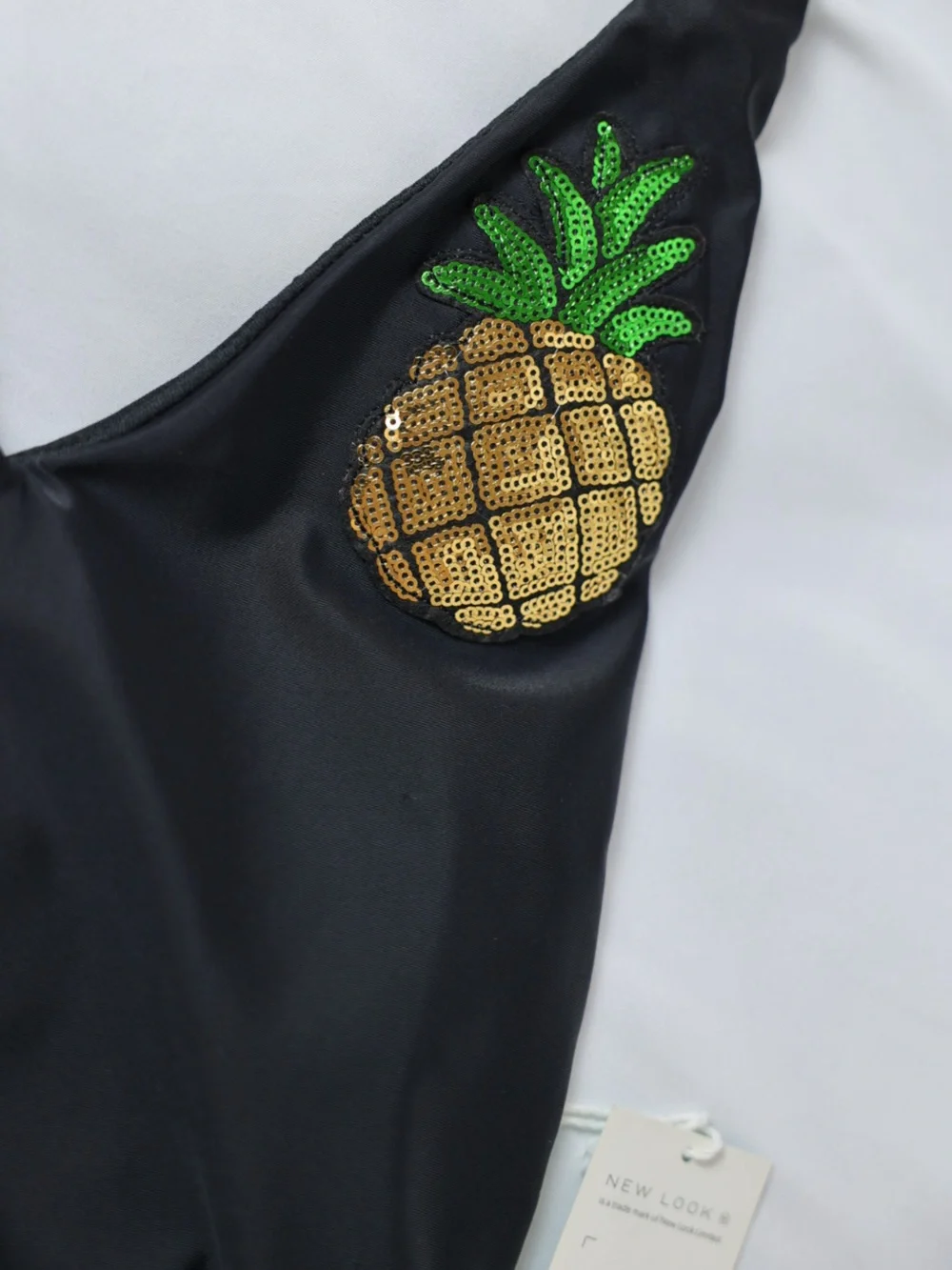 New Gold Pineapple Sequin Black One Piece unique fun party Swimsuit by New Look